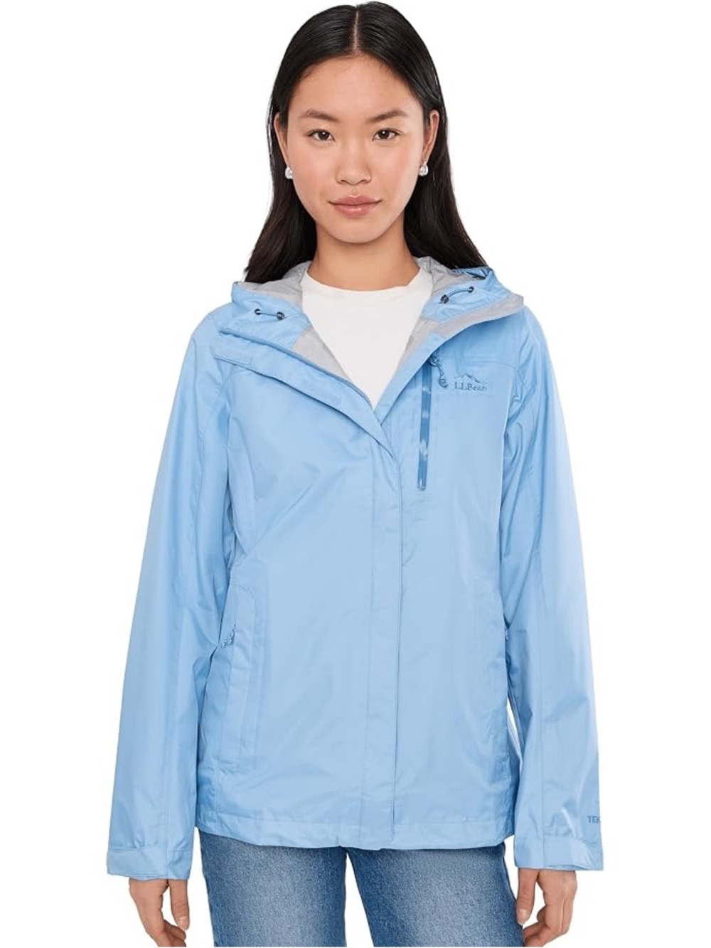 L.L. Bean Women's Sky Blue Waterproof Hooded Shell Jacket